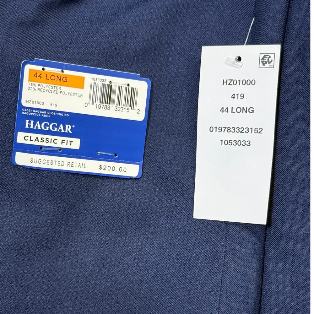 Haggar Men's Smart Wash Classic Fit Suit Jackets Midnight 44L $200
